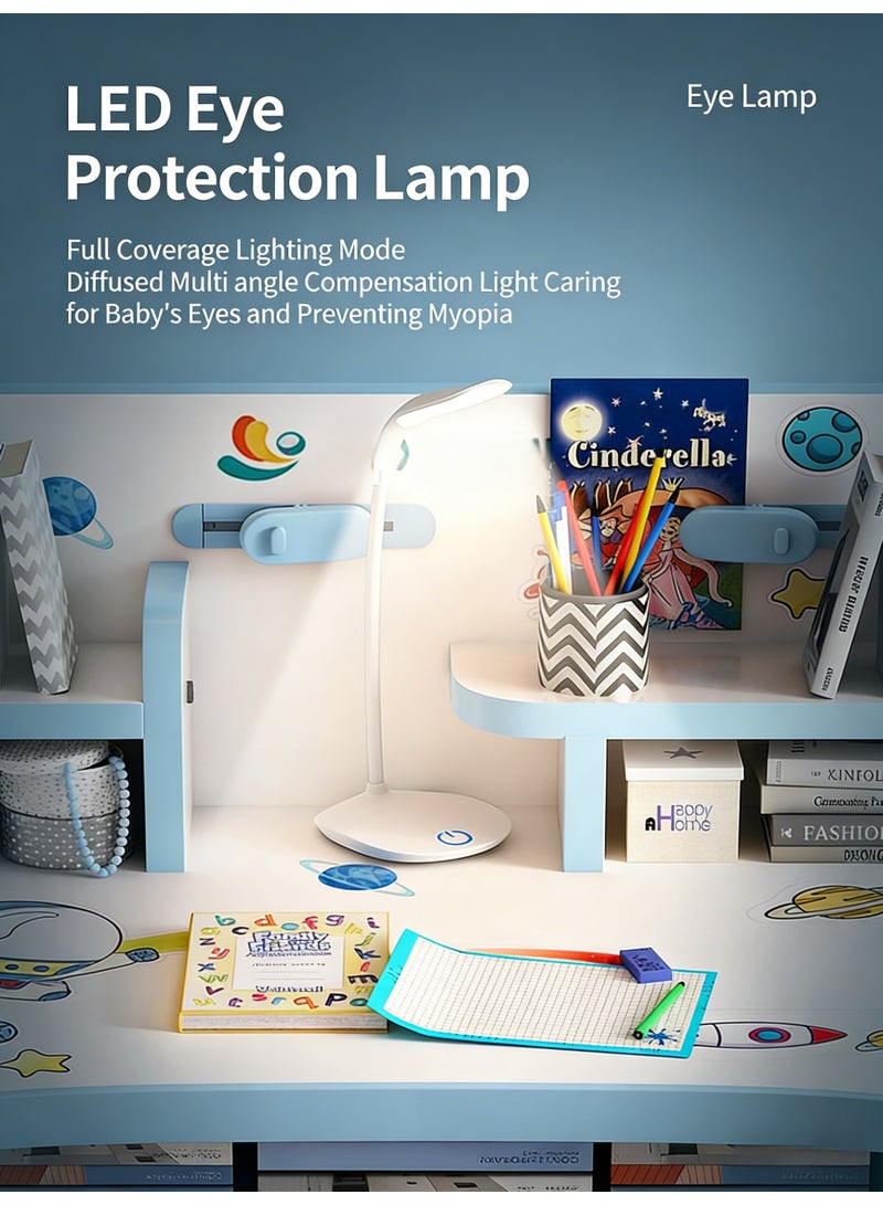 هيكوموني مجموعة طاولة وكرسي للأطفال الموسعة ، مكتب نشاط دراسة القراءة للأطفال متعدد الوظائف ، كراسي الأطفال الصغار المريحة ، مع درج التخزين ، رف الكتب ، رفوف مزدوجة ، لدراسة كتابة طلاب المدرسة - Image 4